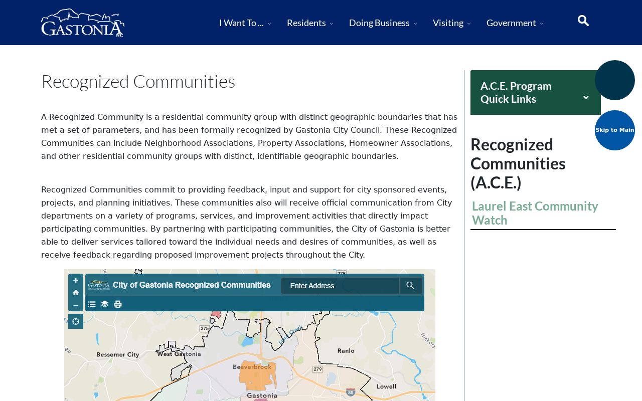 Gastonia neighbors context from the city recognized communities page