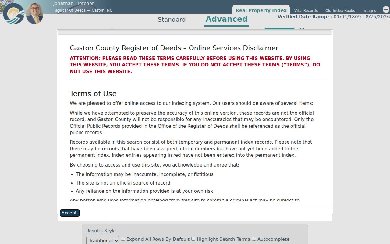 Gastonia previous residents deed history through the Gaston County CCS grantor-grantee index